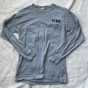 Pink VS long sleeve top, palm tree back design, XS